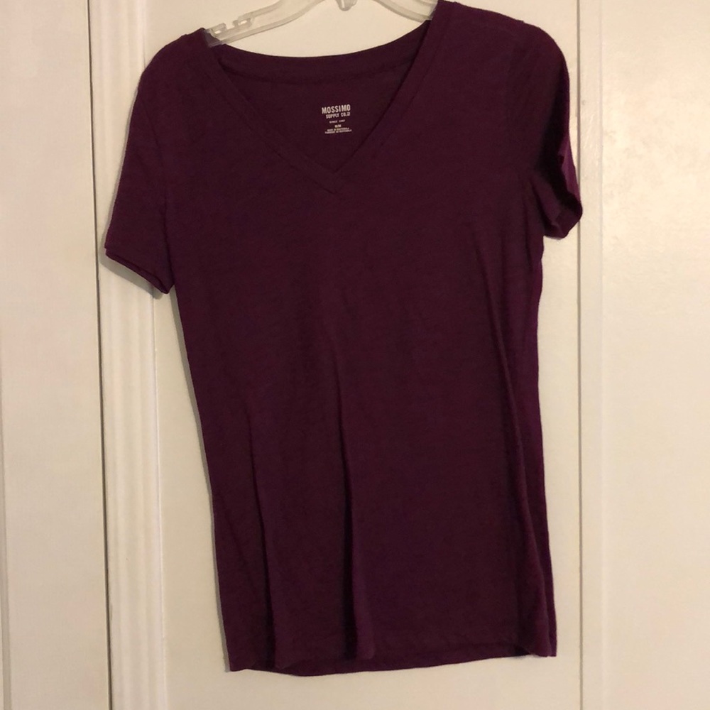V-neck short sleeve purple shirt